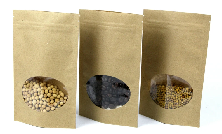 Stand Up Kraft Paper Bags With Window