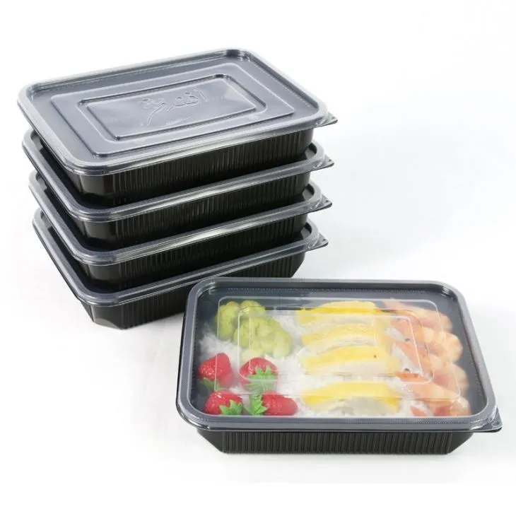 1000ml Rectangular Frozen Safe Disposable Plastic PP Food Containers With Lid