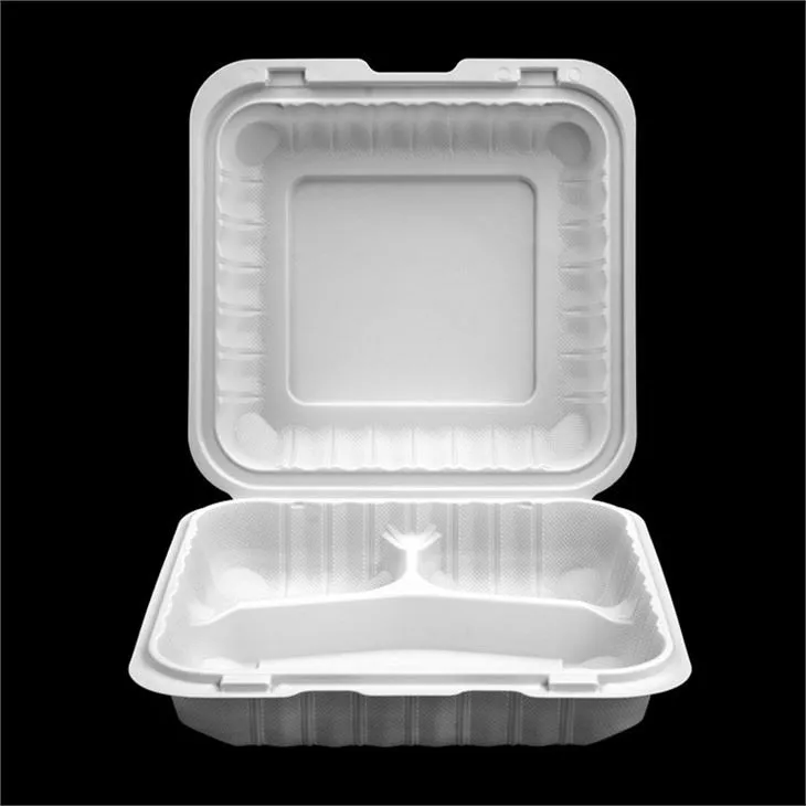 8x8 Inch Eco Friendly Biodegradable Clamshell Take Away Food Box Hinged Togo Containes