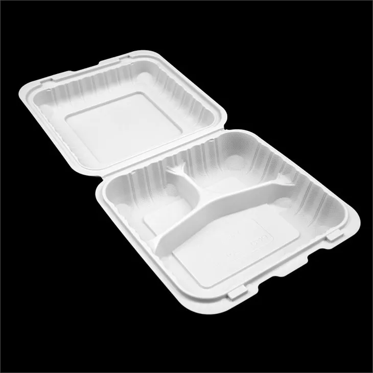 8x8 Inch Eco Friendly Biodegradable Clamshell Take Away Food Box Hinged Togo Containes