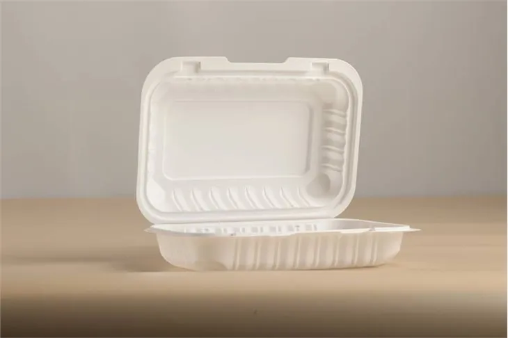 Thermoform Hinged Lid To Go Food Container Hamburger French Fries Mineral Filled