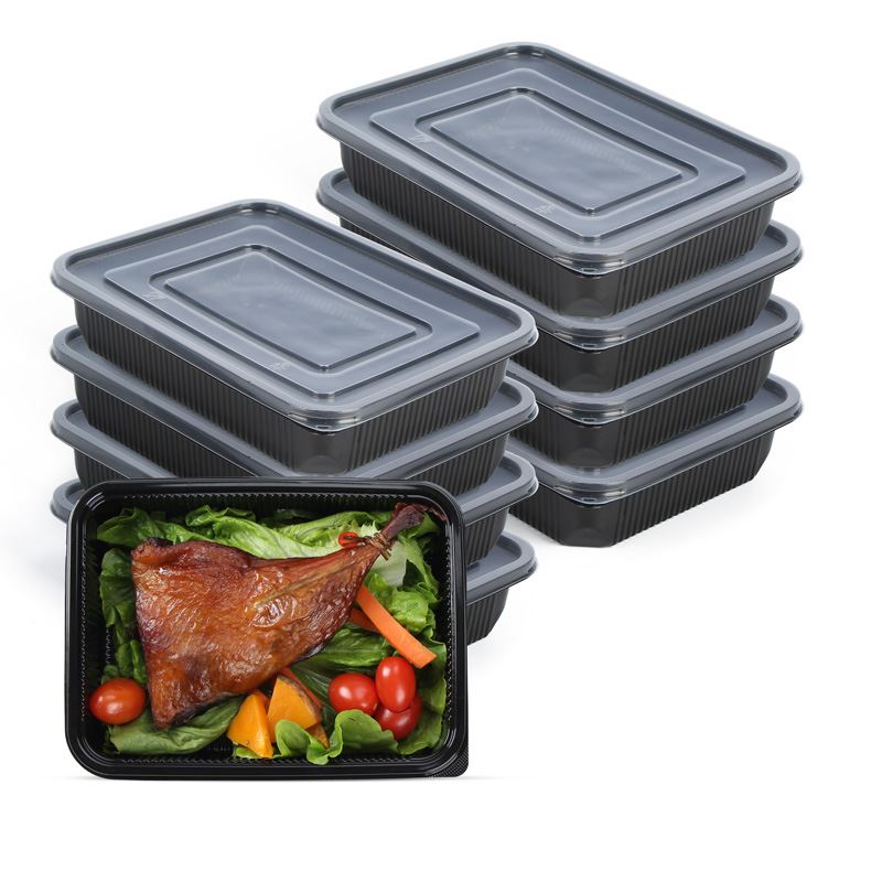 850ml Disposable Plastic Fresh Food Containers 3 Compartment Microwave Safe F...