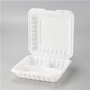 9 Inch White Eco Friendly Microwavable Clamshell Plastic Food Container Boxes To Go 3 Compartment Lunch Box For Food Packaging