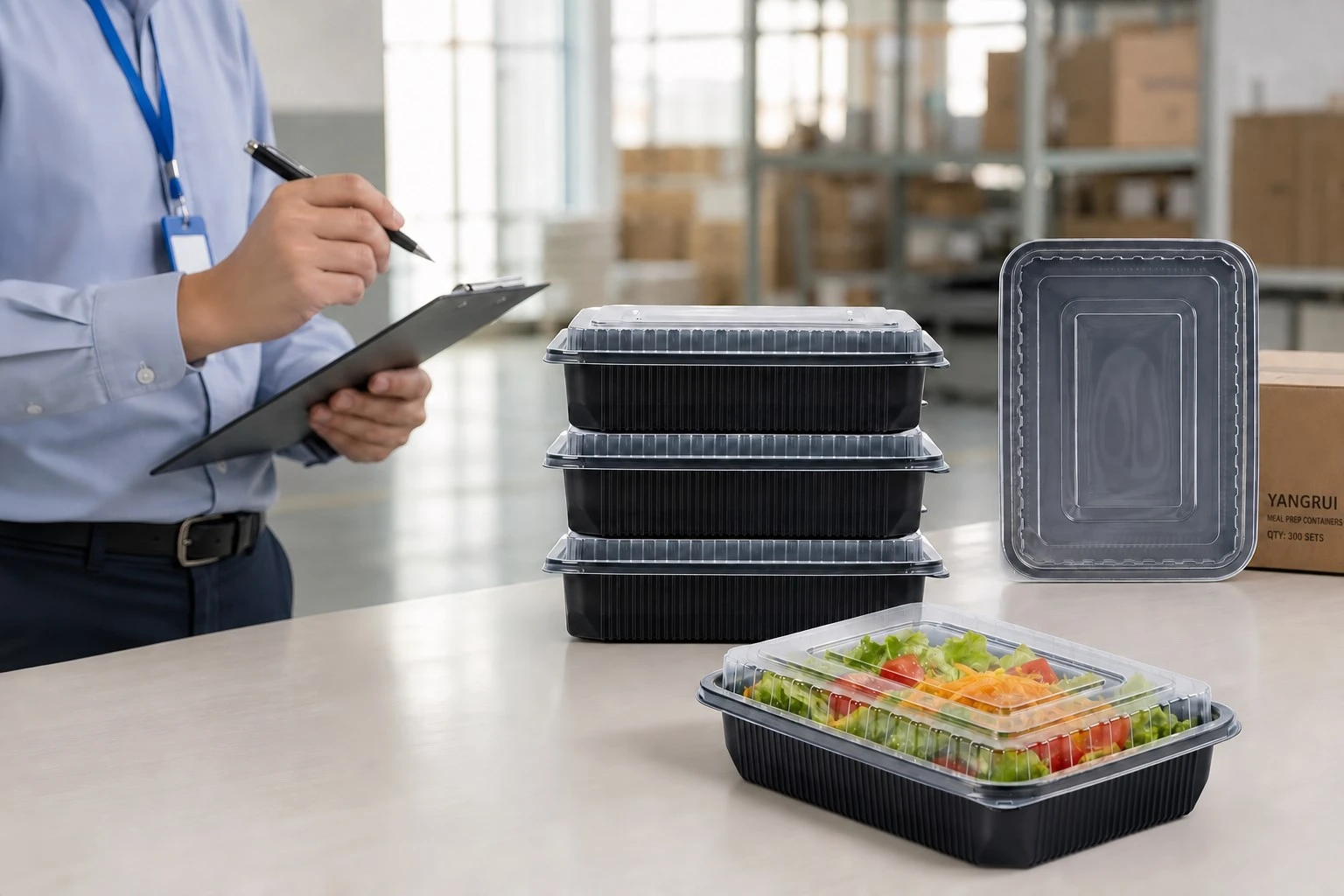 a stack of clear plastic to-go containers a stack of clear plastic to-go containers