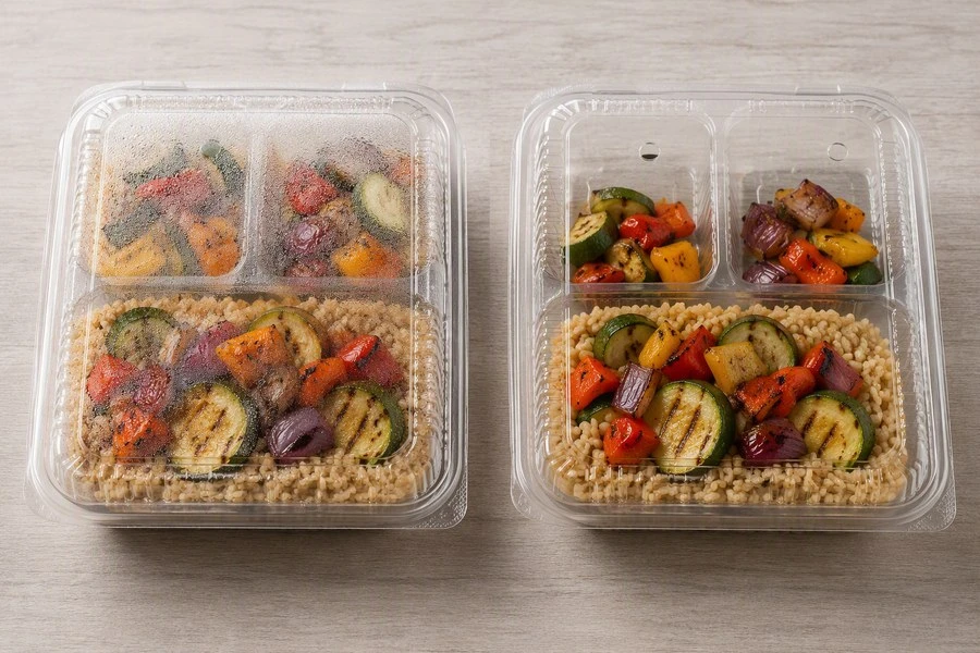 info-1-1 comparison of overfilled vs properly filled takeout container headspace